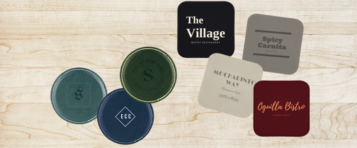 Branded Leather Beverage Coasters