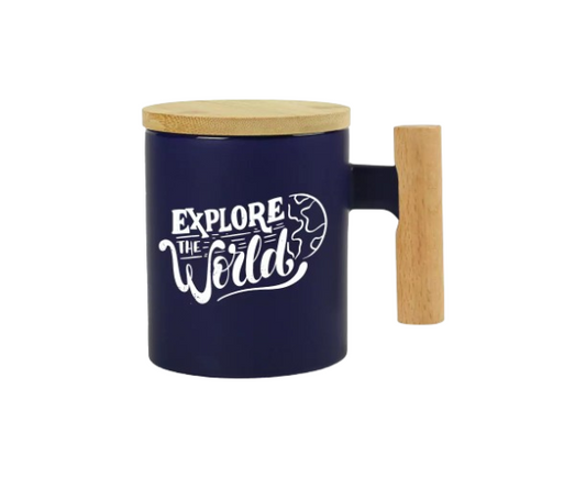 أكواب سيراميك مع غطاء وقاعدة من الفلين