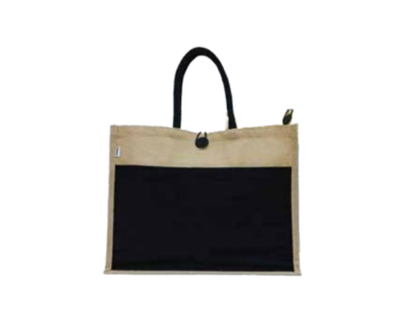 Customized Jute Bags with Black Canvas Pockets with your brand