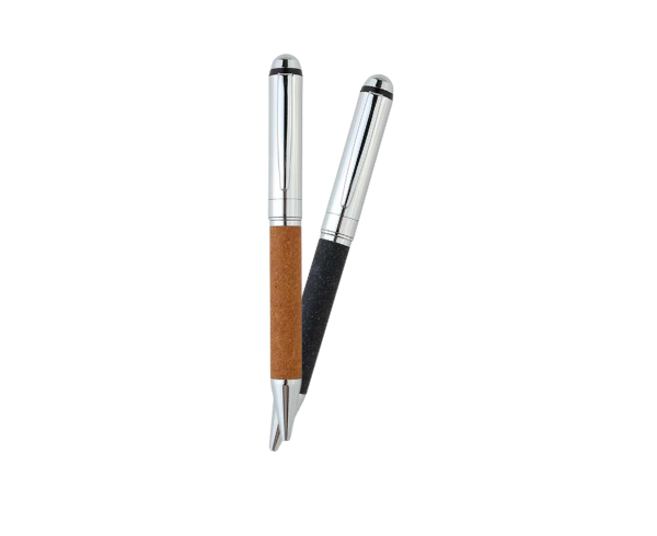 Koru Metal Pens with Recycled Leather Barrel