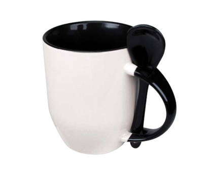 Two-Tone Ceramic Mugs with Spoon