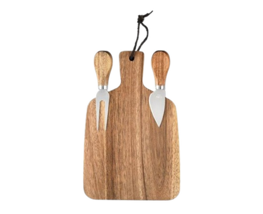 Cucina Bamboo Wooden Serving Board with 2 Knives