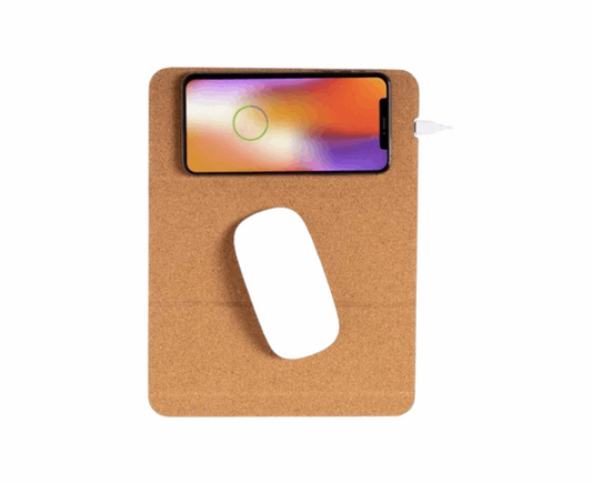 Debno Cork Mouse Pads with Wireless Chargers